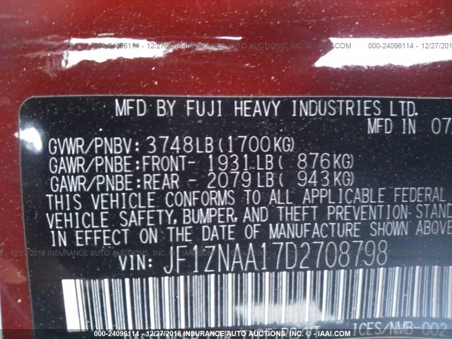 JF1ZNAA17D2708798 - 2013 TOYOTA SCION FR-S RED photo 9