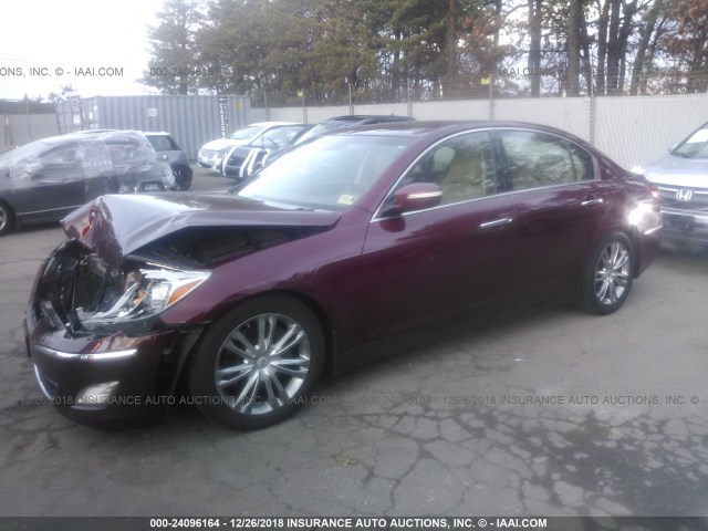 KMHGC4DD8CU167029 - 2012 HYUNDAI GENESIS 3.8L MAROON photo 2