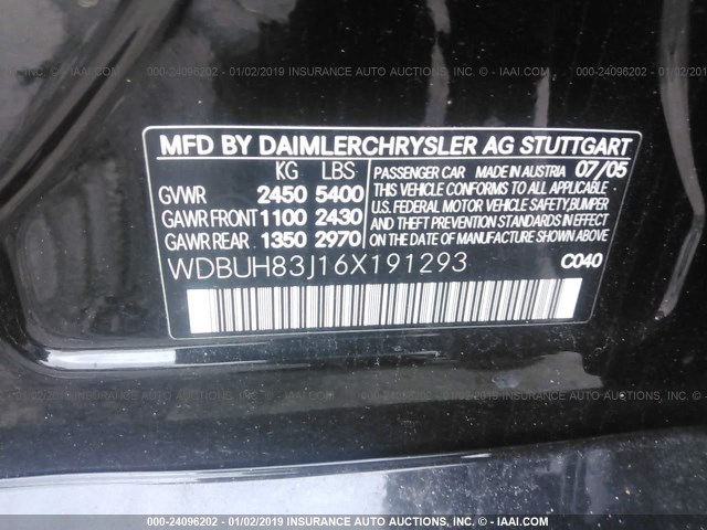 WDBUH83J16X191293 - 2006 MERCEDES-BENZ E 500 4MATIC BLACK photo 9