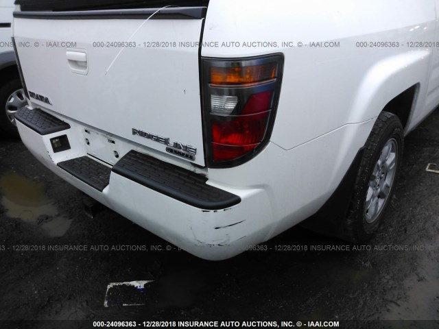 2HJYK16536H510672 - 2006 HONDA RIDGELINE RTL WHITE photo 6