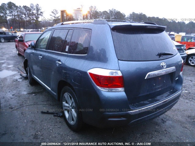 5TDDK3EH1CS116529 - 2012 TOYOTA HIGHLANDER LIMITED BLUE photo 3