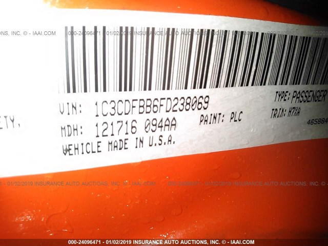 1C3CDFBB6FD238069 - 2015 DODGE DART SXT ORANGE photo 9