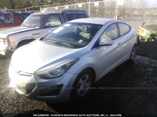 5NPDH4AE8FH647916 - 2015 HYUNDAI ELANTRA SE/SPORT/LIMITED ვერცხლისფერი ფოტო 2