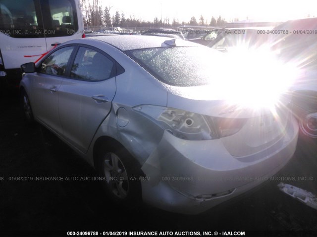 5NPDH4AE8FH647916 - 2015 HYUNDAI ELANTRA SE/SPORT/LIMITED ვერცხლისფერი ფოტო 3