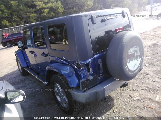 1J4GB59139L747213 - 2009 JEEP WRANGLER UNLIMITE SAHARA BLUE photo 3