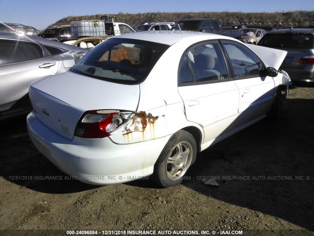 KNADC123726165403 - 2002 KIA RIO WHITE photo 4