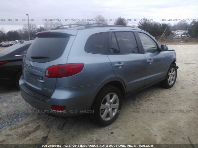 5NMSH13E39H329769 - 2009 HYUNDAI SANTA FE SE/LIMITED BLUE photo 4