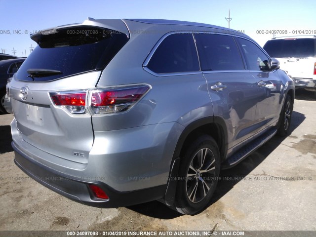 5TDKKRFH1GS151814 - 2016 TOYOTA HIGHLANDER XLE ვერცხლისფერი ფოტო 4