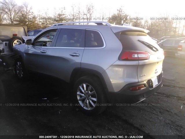 1C4PJMDB6FW593092 - 2015 JEEP CHEROKEE LIMITED SILVER photo 3