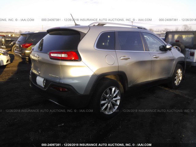 1C4PJMDB6FW593092 - 2015 JEEP CHEROKEE LIMITED SILVER photo 4