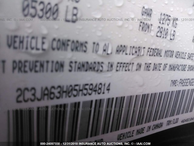 2C3JA63H05H594814 - 2005 CHRYSLER 300C BLACK photo 9