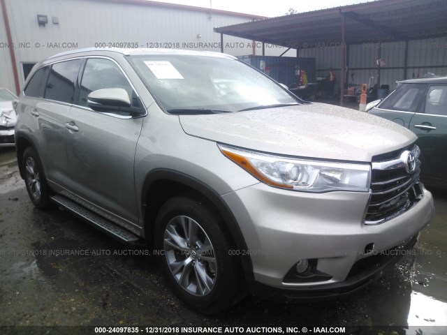 5TDKKRFH4FS050166 - 2015 TOYOTA HIGHLANDER XLE Champagne photo 1