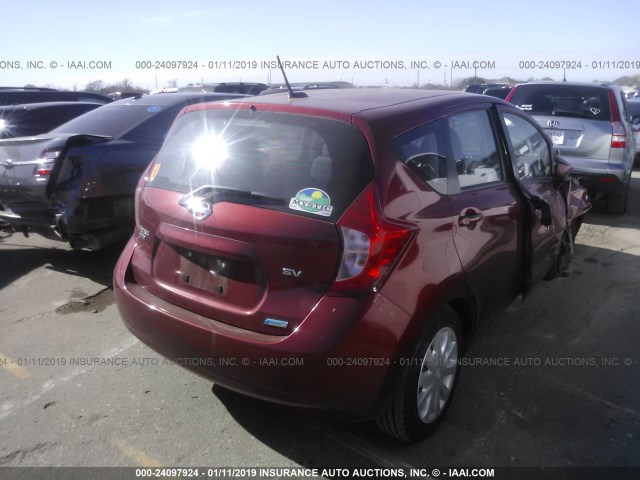3N1CE2CP6GL360831 - 2016 NISSAN VERSA NOTE S/S PLUS/SV/SL/SR RED photo 4