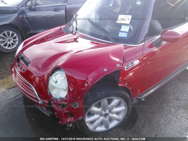 WMWRE33485TD96290 - 2005 MINI COOPER S RED photo 6