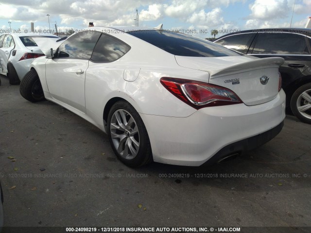 KMHHT6KD0DU085946 - 2013 HYUNDAI GENESIS COUPE 2.0T WHITE photo 3