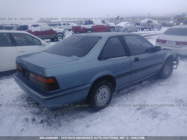 1HGCA6162KA003223 - 1989 HONDA ACCORD DX BLUE photo 4