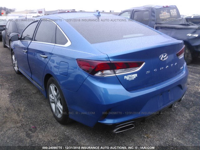 5NPE34AF5JH649076 - 2018 HYUNDAI SONATA SPORT/LIMITED/SEL BLUE photo 3