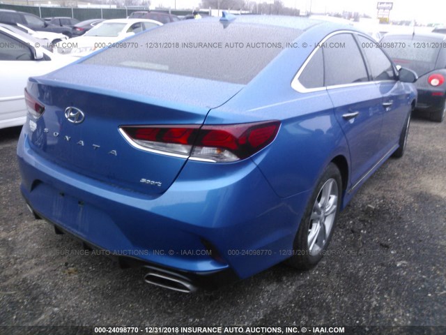 5NPE34AF5JH649076 - 2018 HYUNDAI SONATA SPORT/LIMITED/SEL BLUE photo 4