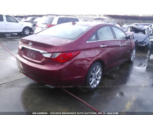 5NPEC4AC9CH357892 - 2012 HYUNDAI SONATA SE/LIMITED MAROON photo 4