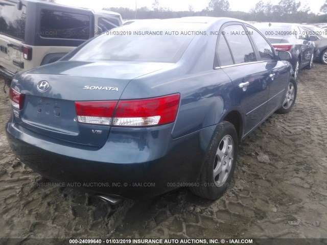 5NPEU46F36H153416 - 2006 HYUNDAI SONATA GLS/LX BLUE photo 4