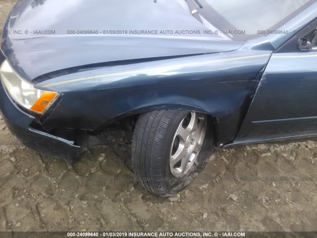 5NPEU46F36H153416 - 2006 HYUNDAI SONATA GLS/LX BLUE photo 6