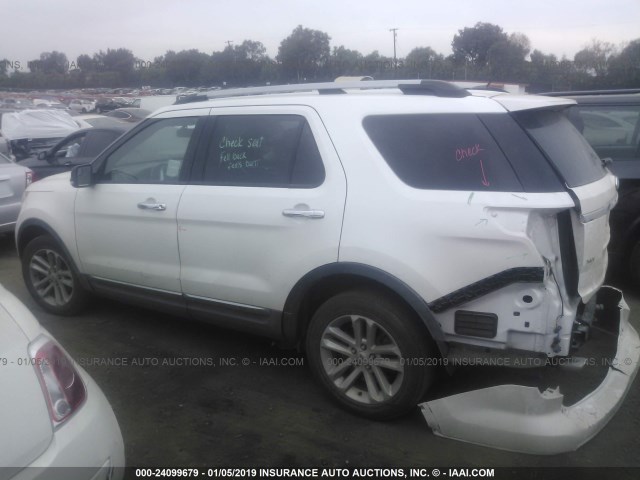 1FM5K7D88DGC39541 - 2013 FORD EXPLORER XLT WHITE photo 3