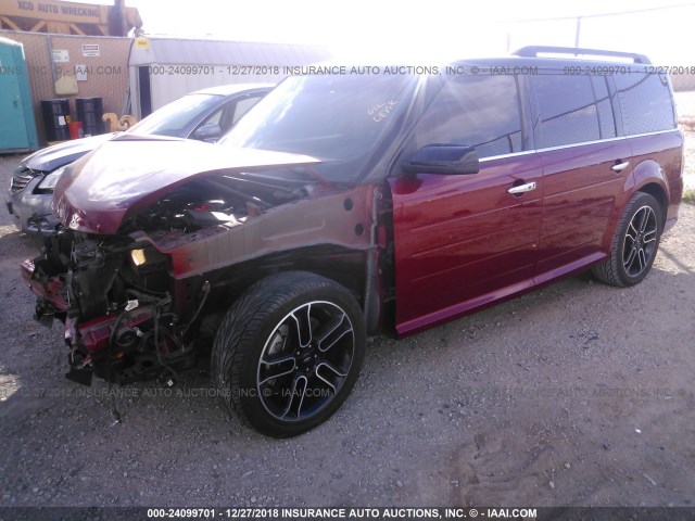 2FMGK5D84FBA07199 - 2015 FORD FLEX LIMITED RED photo 2