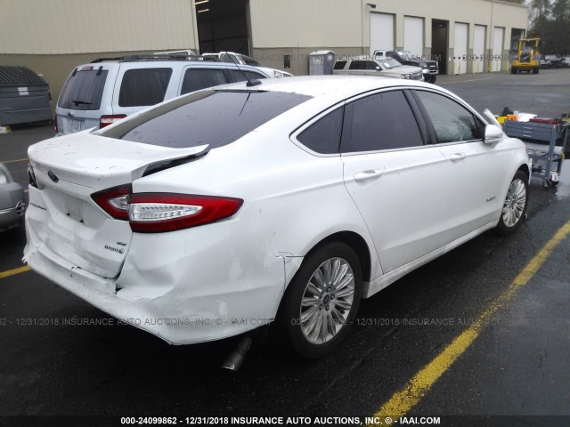 3FA6P0LU4DR184987 - 2013 FORD FUSION SE HYBRID WHITE photo 4