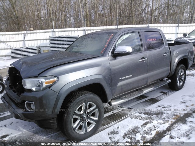 5TFGZ5AN8GX028609 - 2016 TOYOTA TACOMA DOUBLE CAB/LTD GRAY photo 2