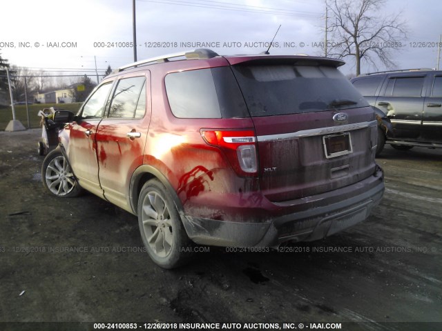 1FM5K7D83FGC36954 - 2015 FORD EXPLORER XLT RED photo 3