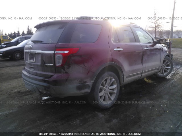 1FM5K7D83FGC36954 - 2015 FORD EXPLORER XLT RED photo 4