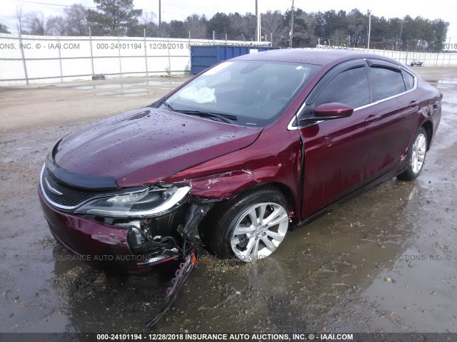 1C3CCCAB0FN602936 - 2015 CHRYSLER 200 LIMITED RED photo 2