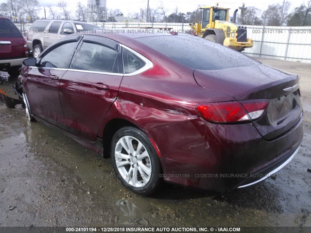 1C3CCCAB0FN602936 - 2015 CHRYSLER 200 LIMITED RED photo 3