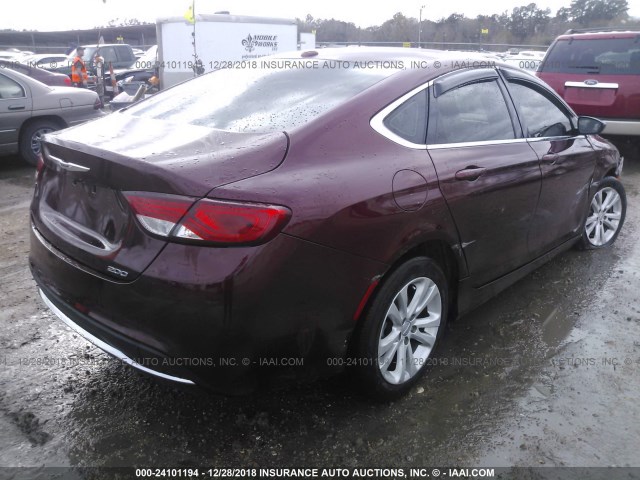 1C3CCCAB0FN602936 - 2015 CHRYSLER 200 LIMITED RED photo 4