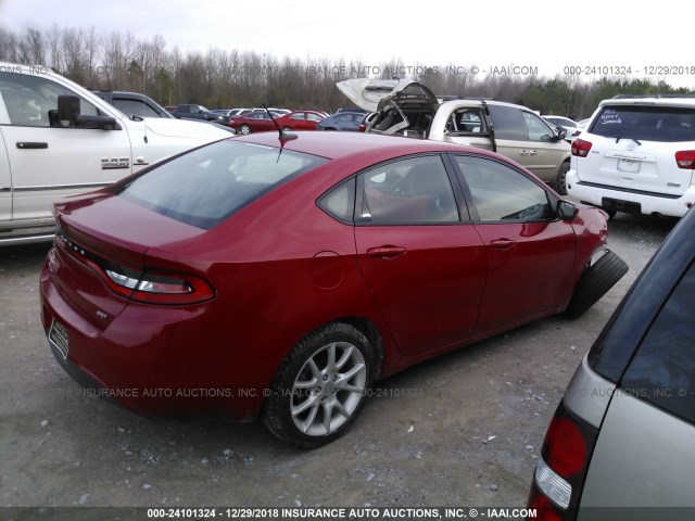 1C3CDFBAXDD184148 - 2013 DODGE DART SXT RED photo 4