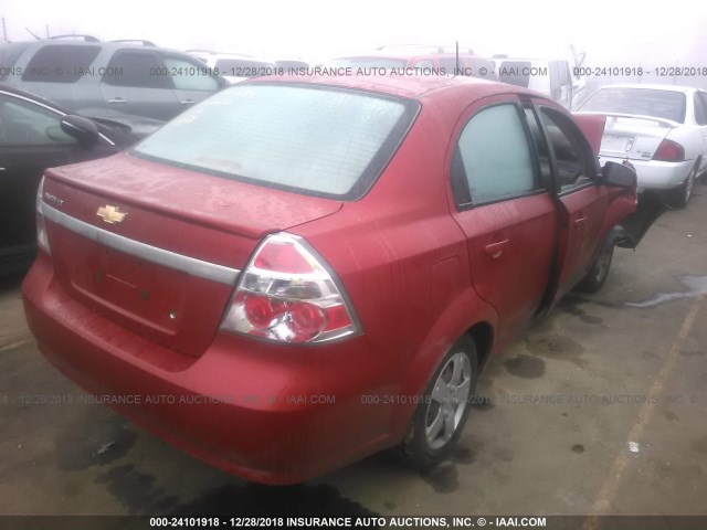 KL1TD5DE7AB132240 - 2010 CHEVROLET AVEO LS/LT RED photo 4