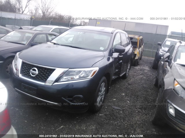 5N1AR2MM9EC721499 - 2014 NISSAN PATHFINDER S/SV/SL/PLATINUM BLUE photo 2