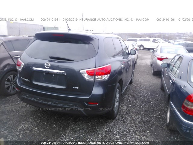 5N1AR2MM9EC721499 - 2014 NISSAN PATHFINDER S/SV/SL/PLATINUM BLUE photo 4