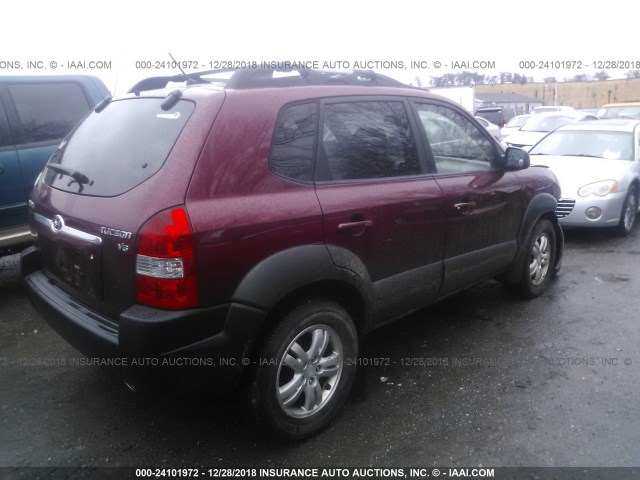 KM8JN12D47U666997 - 2007 HYUNDAI TUCSON SE/LIMITED RED photo 4