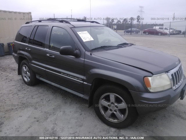 1J8GW68J84C399136 - 2004 JEEP GRAND CHEROKEE OVERLAND GRAY photo 1