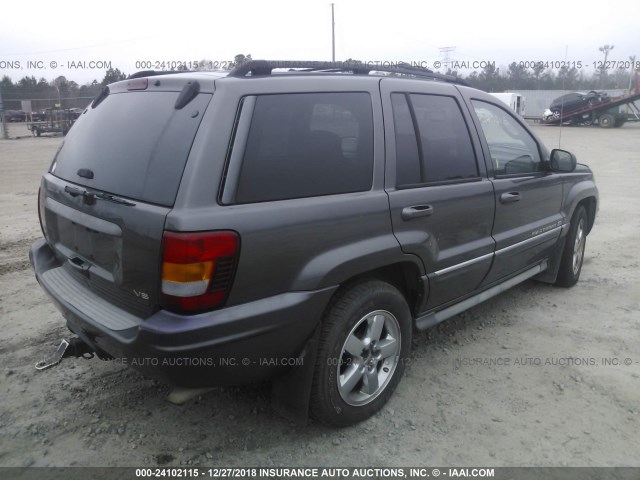 1J8GW68J84C399136 - 2004 JEEP GRAND CHEROKEE OVERLAND GRAY photo 4