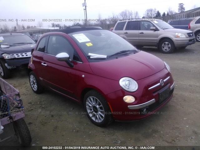 3C3CFFER7DT691935 - 2013 FIAT 500 LOUNGE RED photo 1