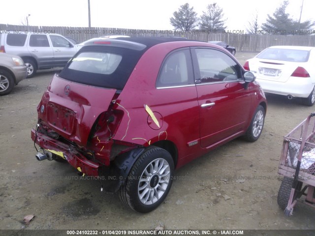 3C3CFFER7DT691935 - 2013 FIAT 500 LOUNGE RED photo 4