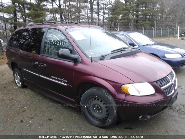 2B8GP54L32R532343 - 2002 DODGE GRAND CARAVAN ES MAROON photo 1