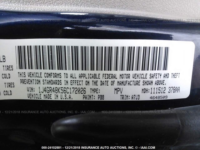 1J4GR48K56C172026 - 2006 JEEP GRAND CHEROKEE LAREDO/COLUMBIA/FREEDOM 蓝色 照片 9