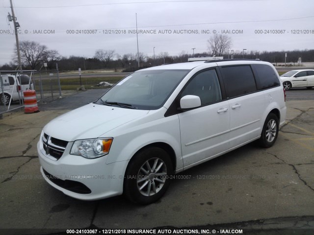 2C4RDGCG1ER319501 - 2014 DODGE GRAND CARAVAN SXT WHITE photo 2