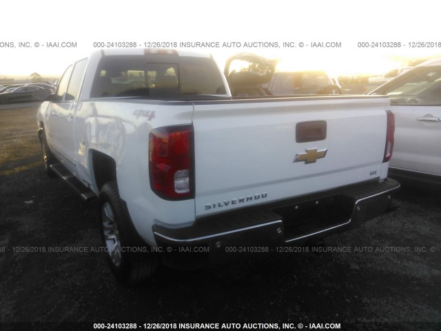 3GCUKSEC2GG205402 - 2016 CHEVROLET SILVERADO K1500 LTZ WHITE photo 3