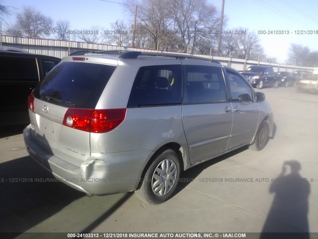 5TDZK23CX7S029581 - 2007 TOYOTA SIENNA CE/LE SILVER photo 4