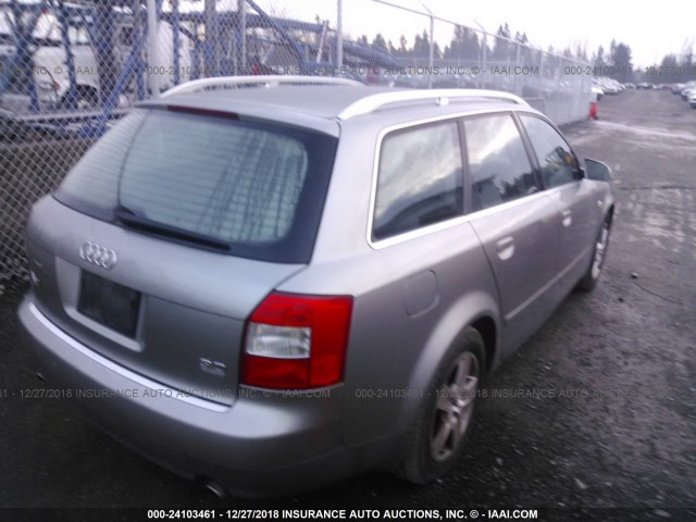 WAUVT68E12A212187 - 2002 AUDI A4 3.0 AVANT QUATTRO GRAY photo 4