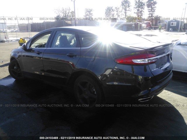 3FA6P0H93HR171173 - 2017 FORD FUSION SE BLACK photo 3